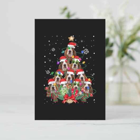 Basset Hound Dogs Tree kerstpajama-kerstcadeautjes RSVP Kaartje (Staand voorkant)