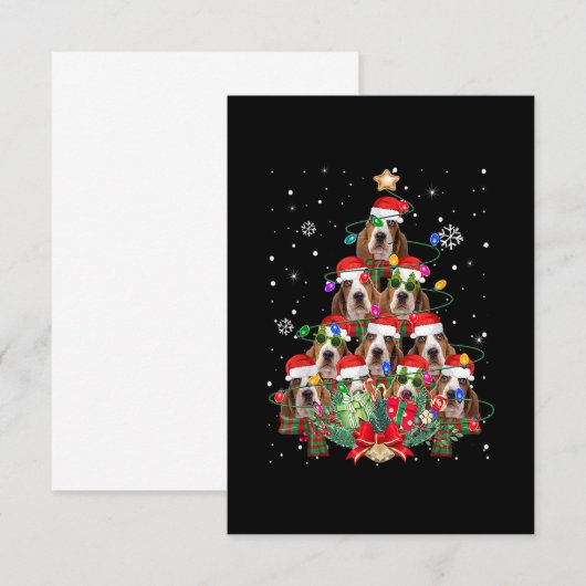 Basset Hound Dogs Tree kerstpajama-kerstcadeautjes RSVP Kaartje (Voorkant / Achterkant)