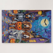 Basset Hound Dogs Trick-or-Treating tijdens Hallow Legpuzzel (Horizontaal)