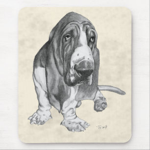 Basset Hound Drawing Muismat