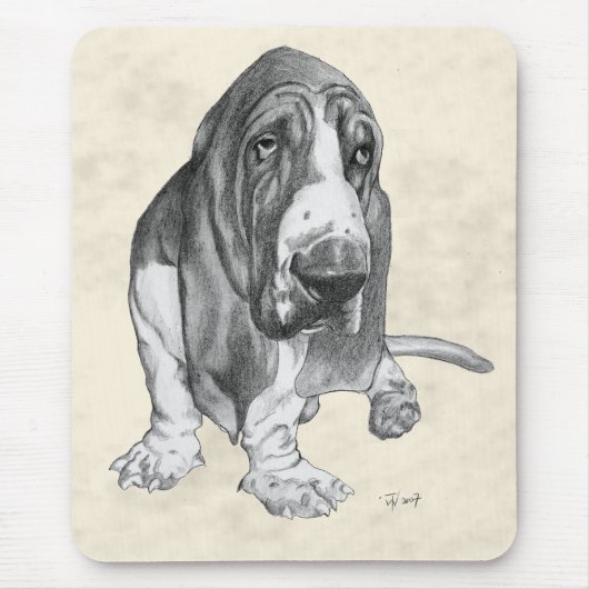 Basset Hound Drawing Muismat (Voorkant)