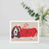 Basset Hound Duivel Feestdagenkaart (Staand voorkant)