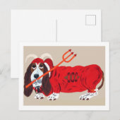 Basset Hound Duivel Feestdagenkaart (Voorkant / Achterkant)