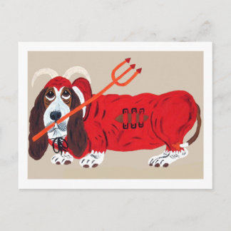 Basset Hound Duivel Feestdagenkaart