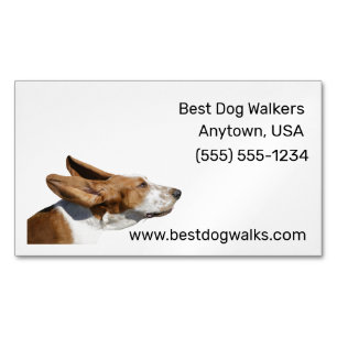 Basset Hound Ears Flappen in Wind Dog Walker Magnetisch Visitekaartje