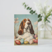 Basset Hound  Easter Briefkaart (Staand voorkant)
