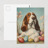 Basset Hound  Easter Briefkaart (Voorkant / Achterkant)