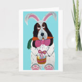 Basset Hound Easter Bunny Feestdagen Kaart (Voorkant)