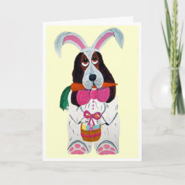 Basset Hound Easter Bunny Feestdagen Kaart