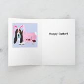Basset Hound Easter Bunny Feestdagen Kaart (Binnen)