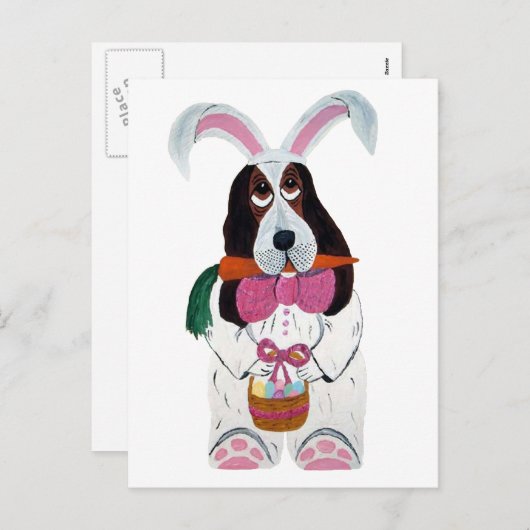 Basset Hound Easter Bunny Feestdagenkaart (Voorkant / Achterkant)