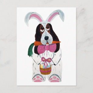Basset Hound Easter Bunny Feestdagenkaart