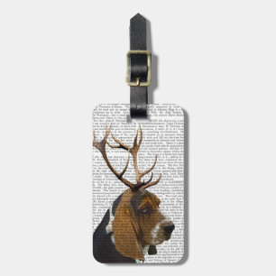 Basset Hound en Antlers Bagagelabel