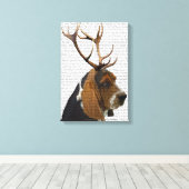 Basset Hound en Antlers Canvas Afdruk (Insitu (Houten vloer))