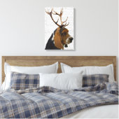 Basset Hound en Antlers Canvas Afdruk (Insitu (Slaapkamer))