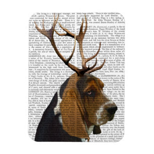 Basset Hound en Antlers Magneet