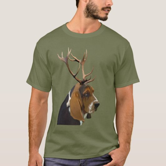 Basset Hound en Antlers T-shirt (Voorkant)
