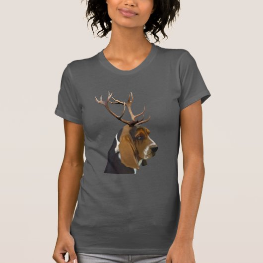 Basset Hound en Antlers T-shirt (Voorkant)
