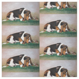 Basset Hound en Bunny Dog Art Fabric Stof