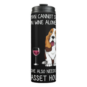 Basset Hound en wine Funny dog Thermosbeker