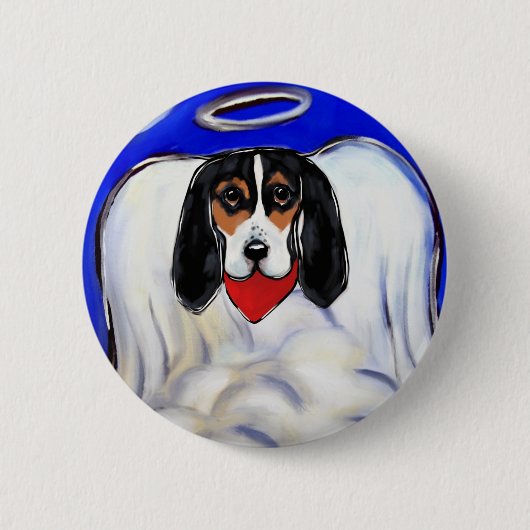 Basset Hound Engel Ronde Button 5,7 Cm (Voorkant)