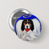 Basset Hound Engel Ronde Button 5,7 Cm (Voorkant /achterkant)