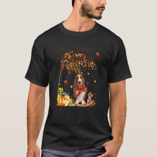 Basset Hound Esdoorn Boom Thanksgiving Day Schatti T-shirt