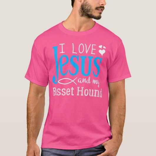 Basset Hound Fancier - Ik hou van Jezus en mijn ho T-shirt (Voorkant)