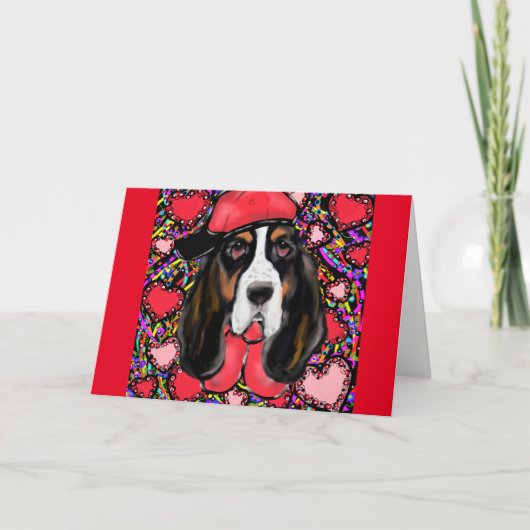 Basset Hound Feestdagen Kaart (Voorkant)