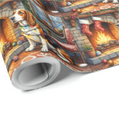 Basset Hound Fireplace with Christmas Lights Cadeaupapier (Rol Hoek)