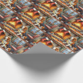 Basset Hound Fireplace with Christmas Lights Cadeaupapier (Hoek)