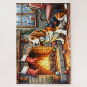 Basset Hound Fireplace with Christmas Lights Legpuzzel (Verticaal)