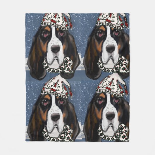 BASSET HOUND FLEECE DEKEN (Voorkant)