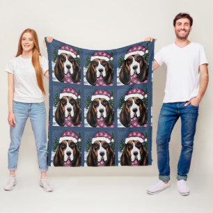 BASSET HOUND  FLEECE DEKEN