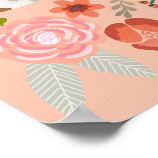 Basset Hound Florals - Dog Art Poster (Hoek)