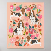 Basset Hound Florals - Dog Art Poster (Voorkant)