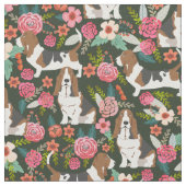 Basset hound florals stof - schattig hondenweefsel (Close Up)