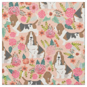 Basset hound florals stof - schattig hondenweefsel (Close Up)
