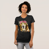 basset hound flower - ontwerp waterverf t-shirt (Voorkant volledig)