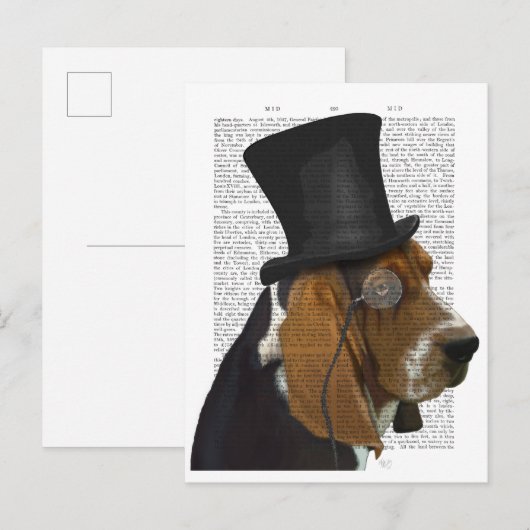 Basset Hound, Formal Hound en Pet Briefkaart (Voorkant / Achterkant)