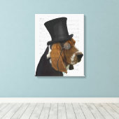 Basset Hound, Formal Hound en Pet Canvas Afdruk (Insitu (Houten vloer))