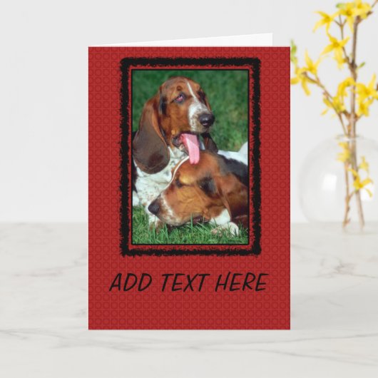 Basset Hound-foto Kaart (Gele Bloem)