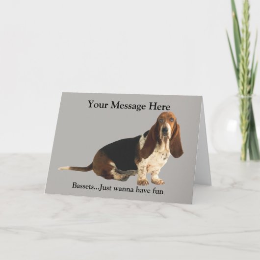 Basset Hound Fun Loving Wenskaart Feestdagen Kaart (Voorkant)