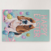 Basset Hound Gelukkig Pasen Legpuzzel (Horizontaal)