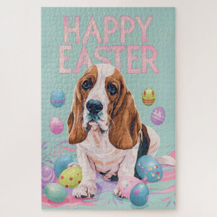 Basset Hound Gelukkig Pasen Legpuzzel