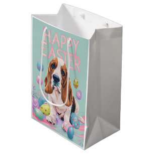 Basset Hound Gelukkig Pasen Medium Cadeauzakje
