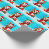 Basset Hound Genieten in de sneeuw met kerstcadeau Cadeaupapier (Hoek)