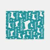 Basset Hound gepersonaliseerde hondendeken Blauwgr Fleece Deken (Voorkant (Horizontaal))