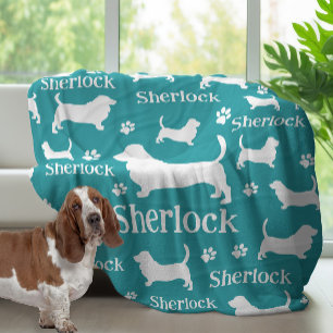 Basset Hound gepersonaliseerde hondendeken Blauwgr Fleece Deken
