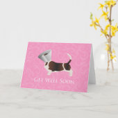 Basset Hound Get Snel Card Kaart (Gele Bloem)